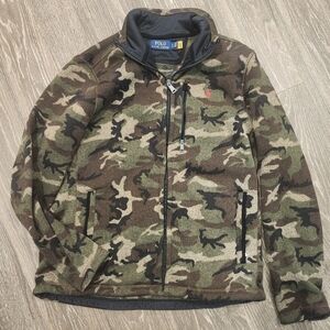 POLO Ralph Lauren Textured Knit Boys Camo Zip Up Size Large